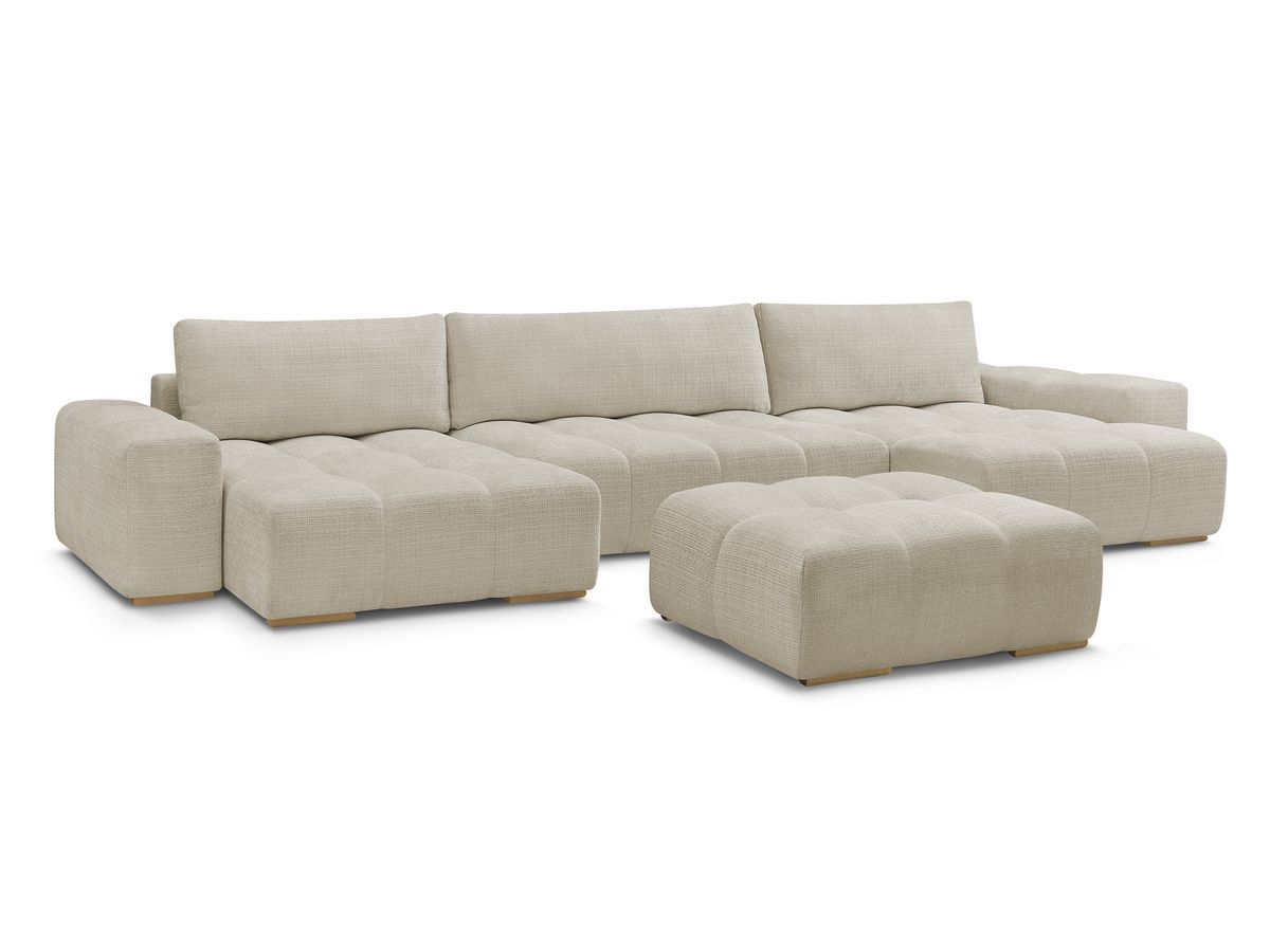 Canapé panoramique fixe ANAKIN tissu texturé avec pouf