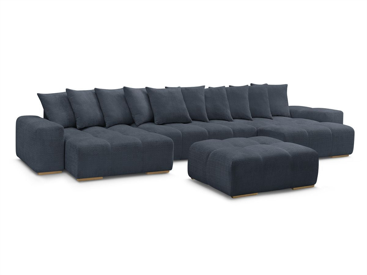 Canapé panoramique fixe ANAKIN tissu texturé avec pouf
