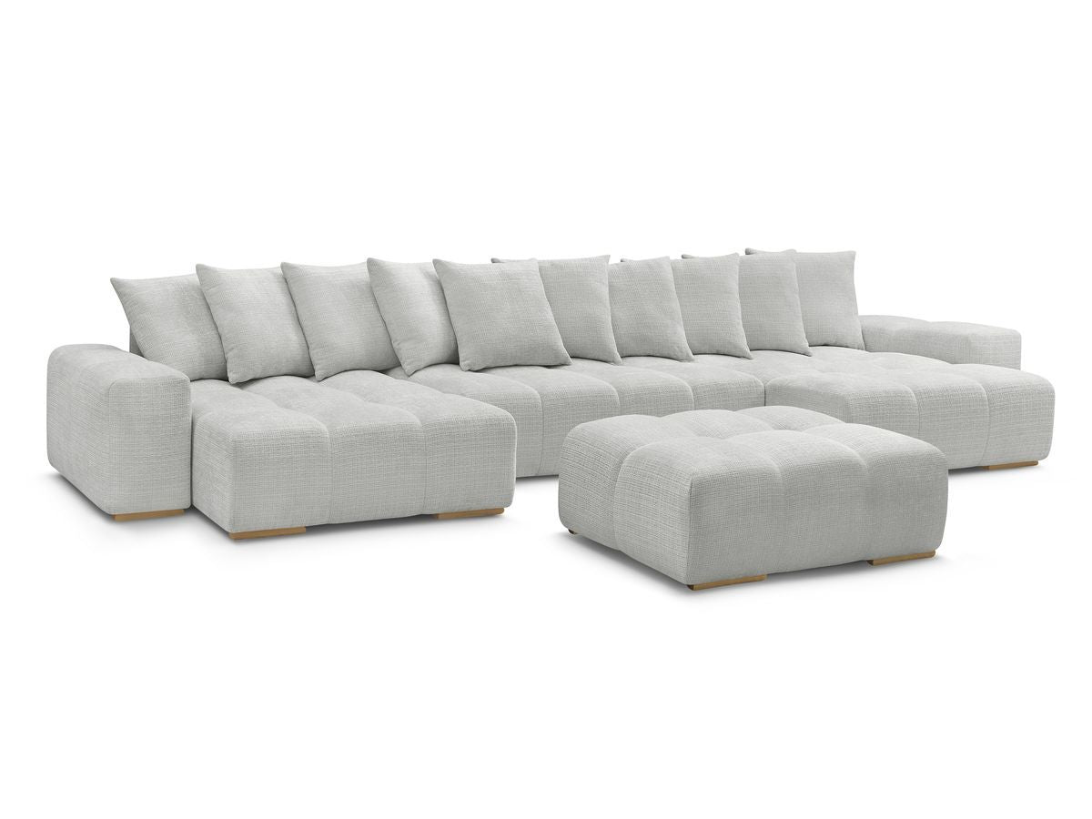 Canapé panoramique fixe ANAKIN tissu texturé avec pouf