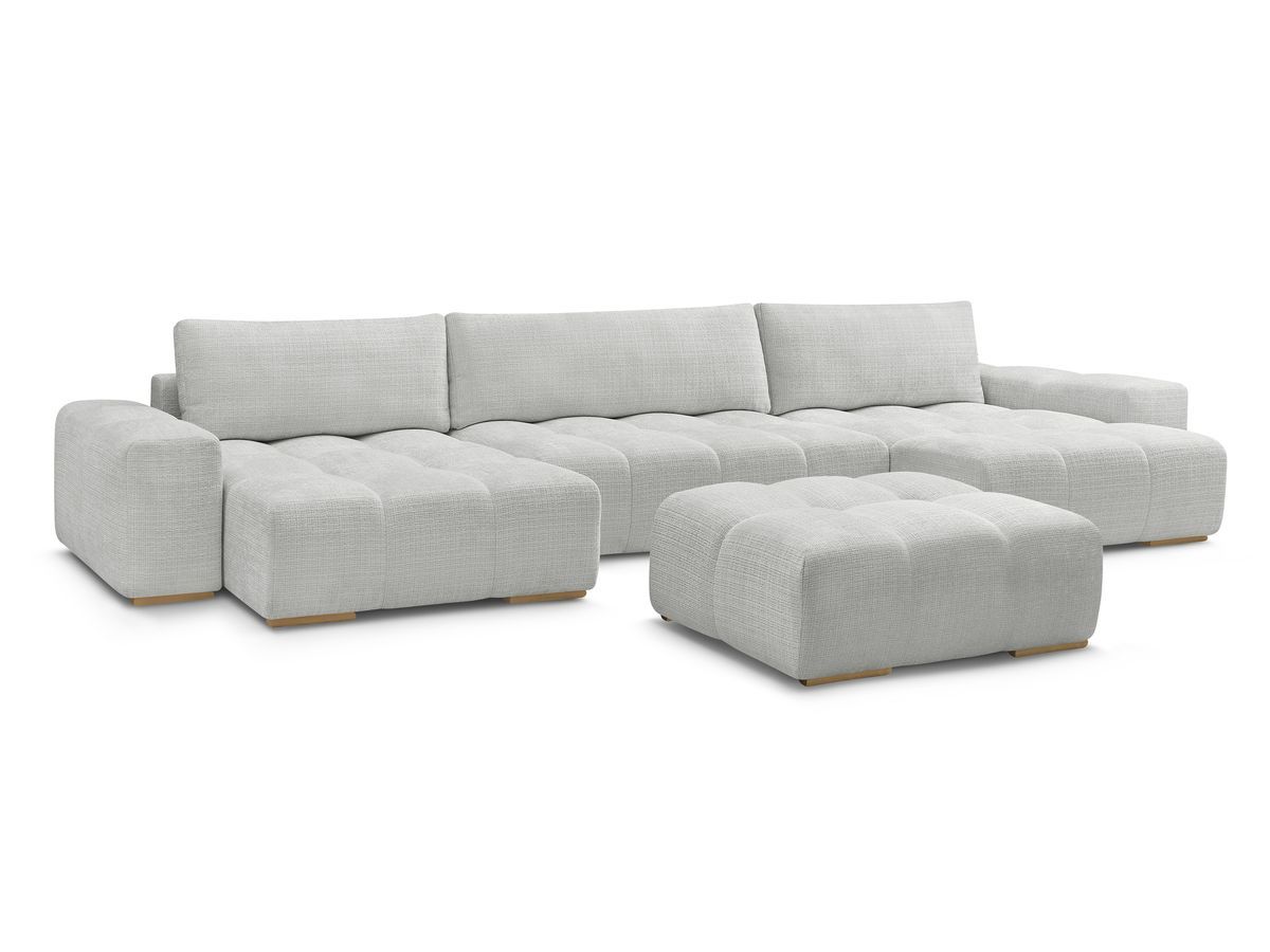 Canapé panoramique fixe ANAKIN tissu texturé avec pouf