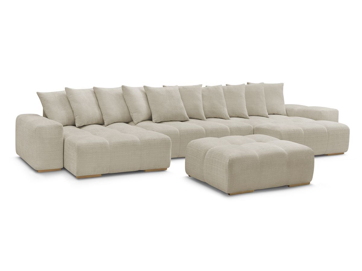 Canapé panoramique fixe ANAKIN tissu texturé avec pouf