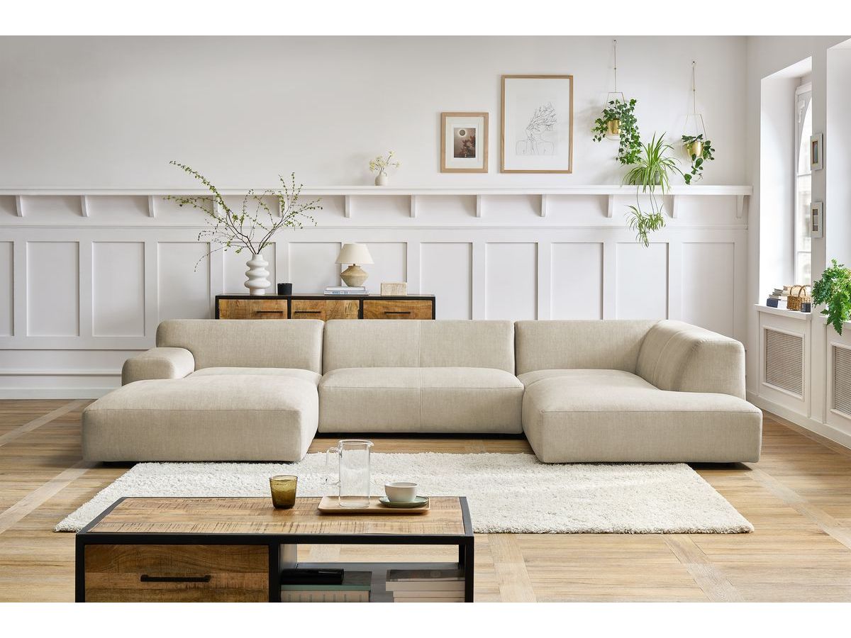 Canapé panoramique fixe compact LAVENA tissu velours