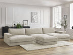 Canapé panoramique fixe compact LEONARD tissu texturé avec pouf