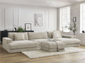 Canapé panoramique fixe compact LEONARD tissu texturé avec pouf