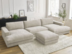 Canapé panoramique fixe compact LEONARD tissu texturé avec pouf