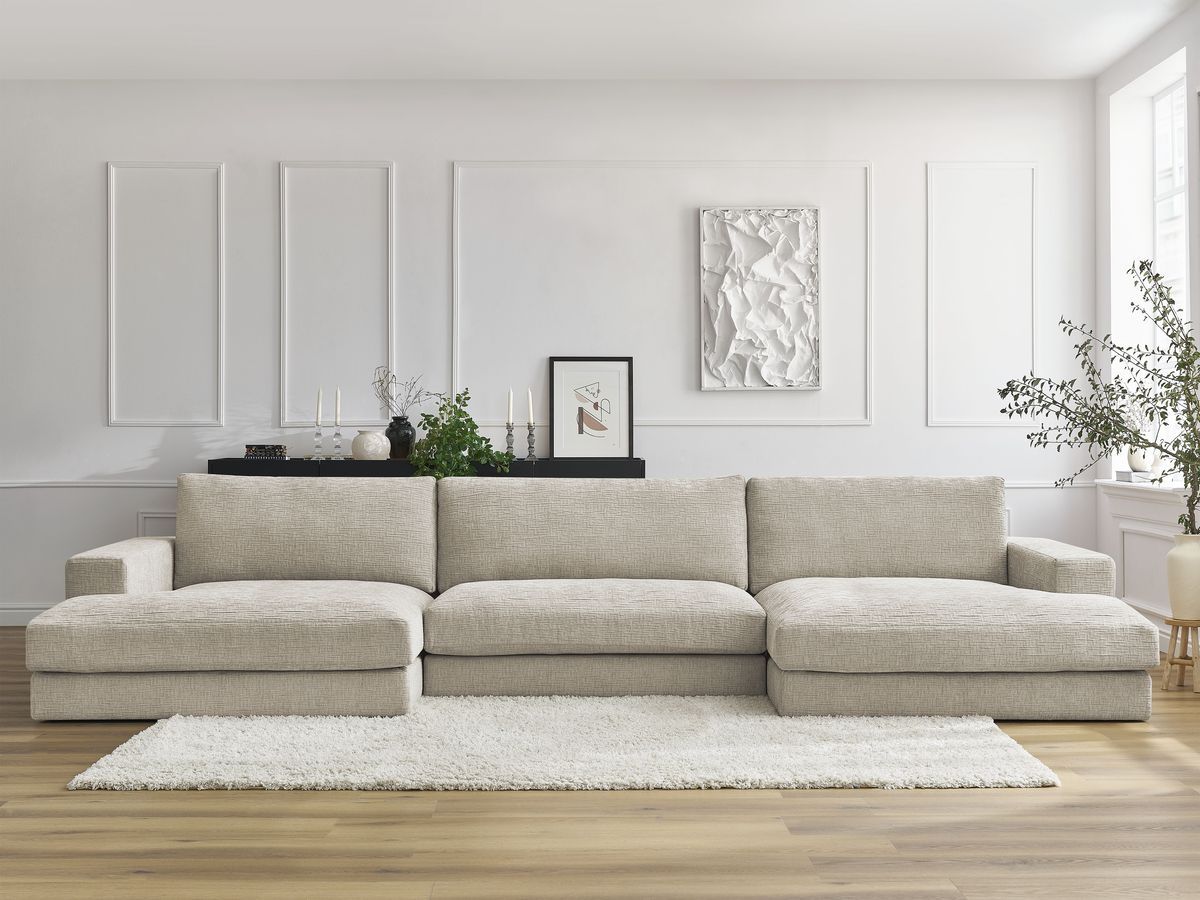 Canapé panoramique fixe compact LEONARD tissu texturé