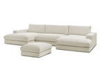 Canapé panoramique fixe compact LEONARD velours côtelé avec pouf