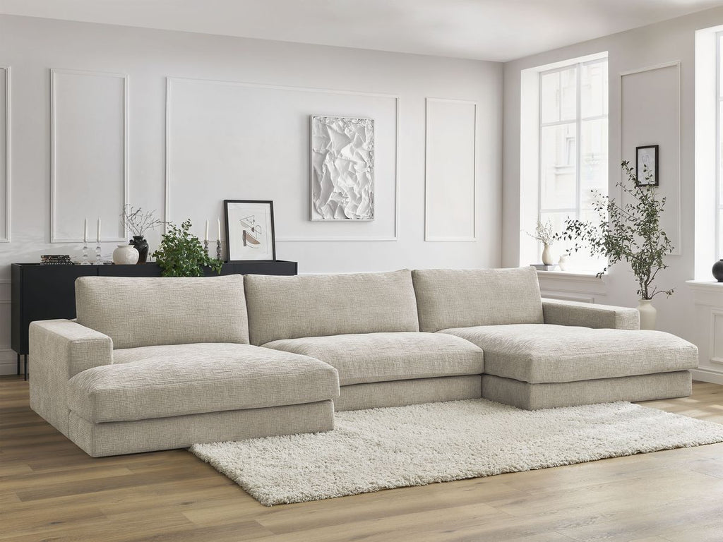 Canapé panoramique fixe LEONARD tissu texturé