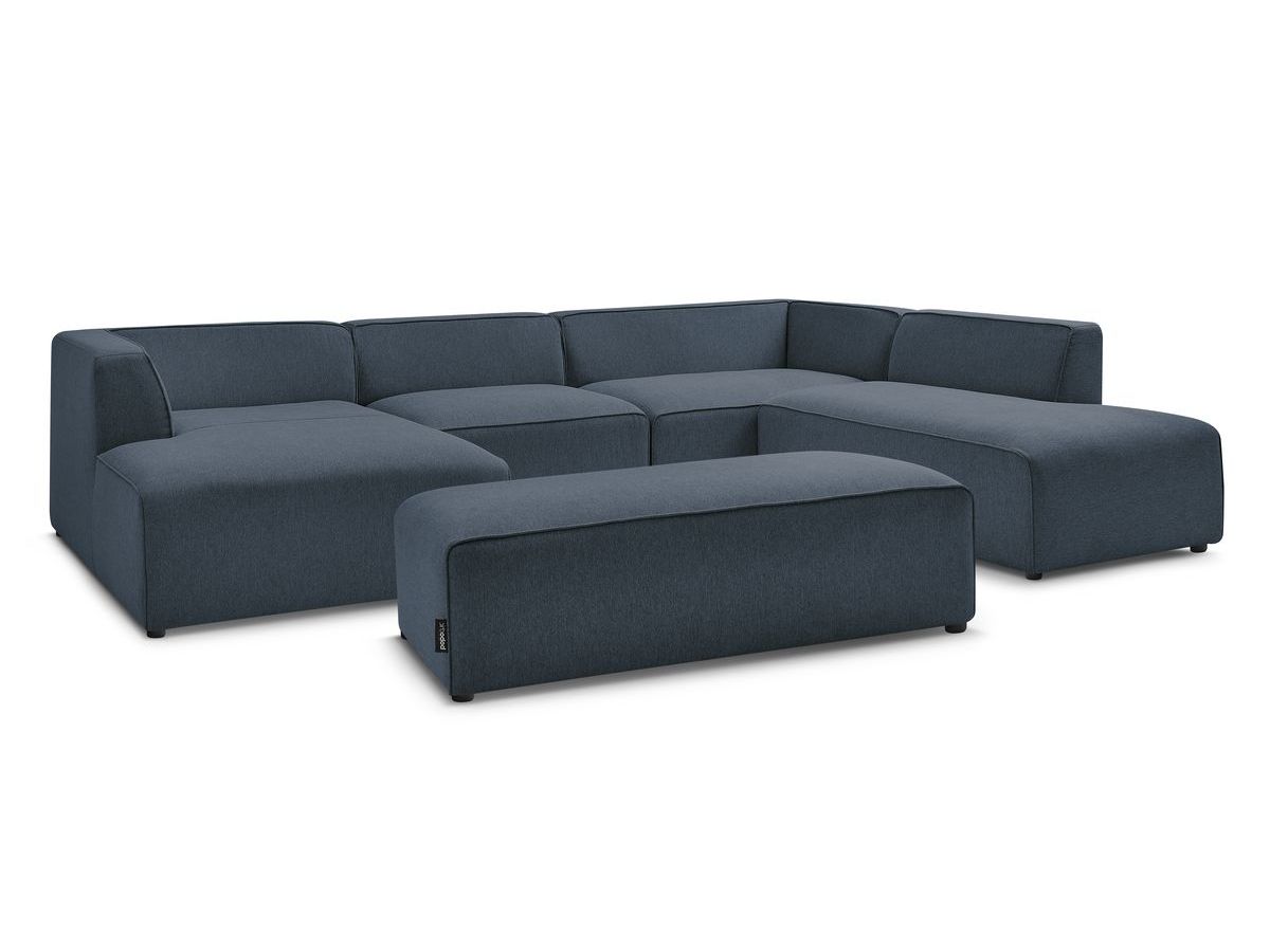 Canapé panoramique fixe MEGEVE avec pouf tissu chiné
