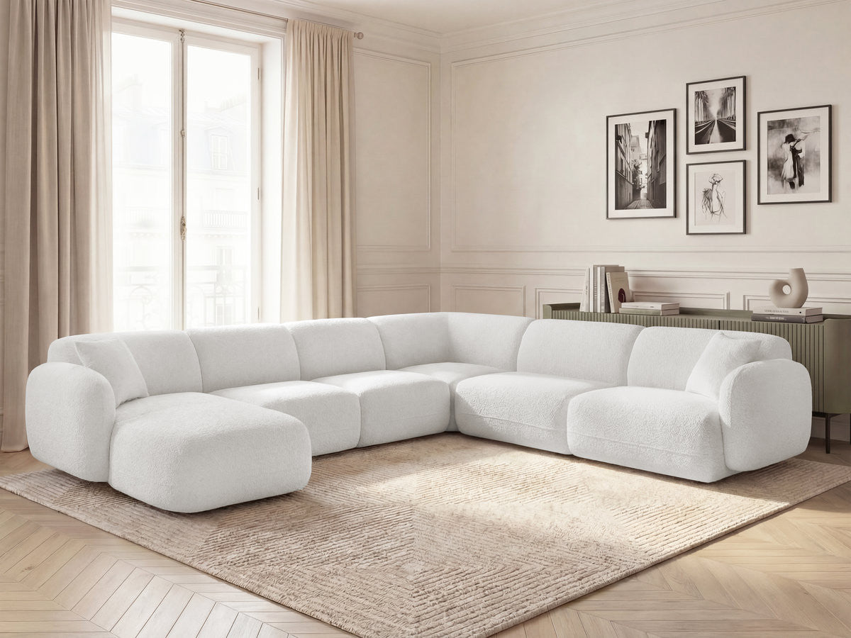 Canapé panoramique fixe modulable ANDA avec 1 méridienne, 2 chauffeuses et 1 petit angle