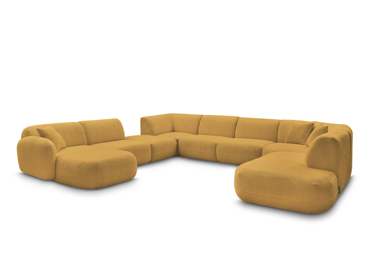 Canapé panoramique fixe modulable ANDA avec 3 chauffeuses, 1 méridienne, 2 angles et 1 pouf