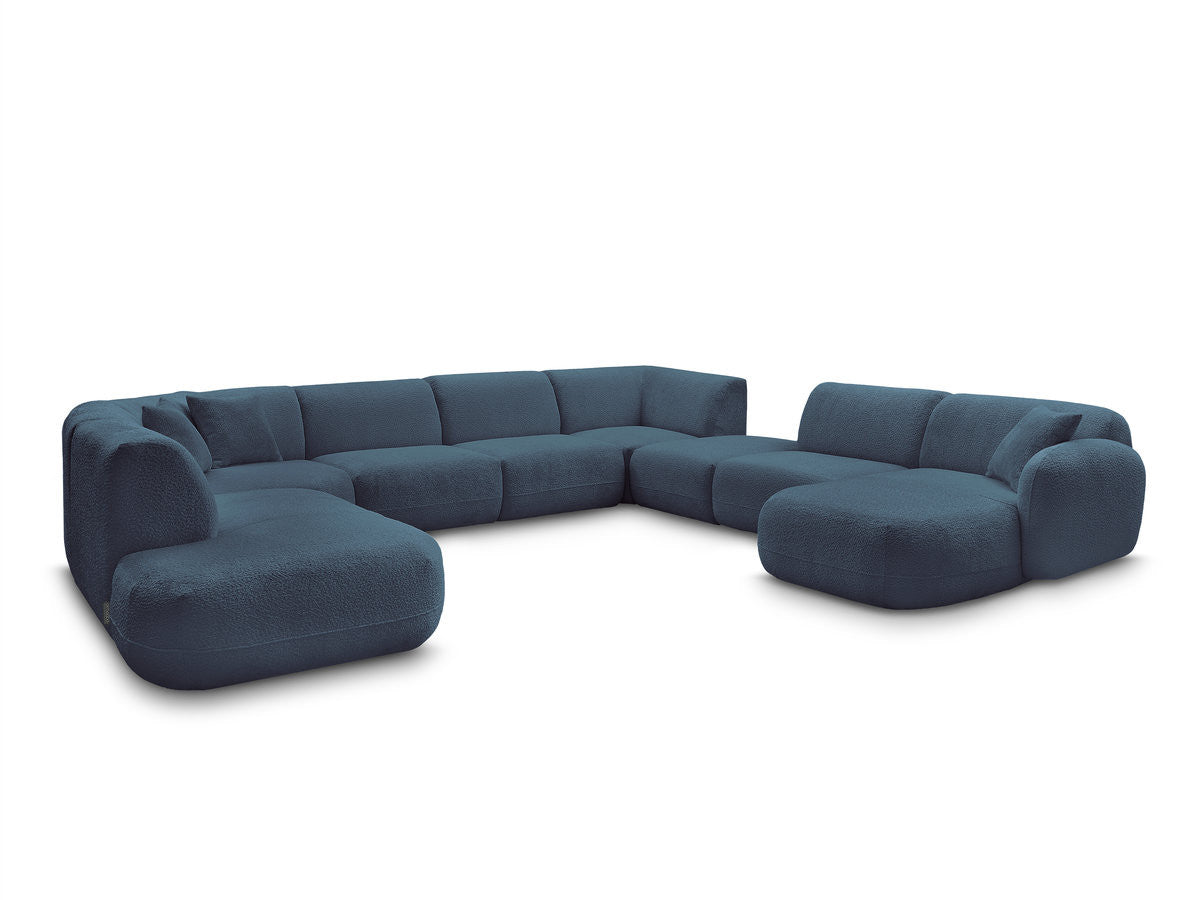 Canapé panoramique fixe modulable ANDA avec 3 chauffeuses, 1 méridienne, 2 angles et 1 pouf