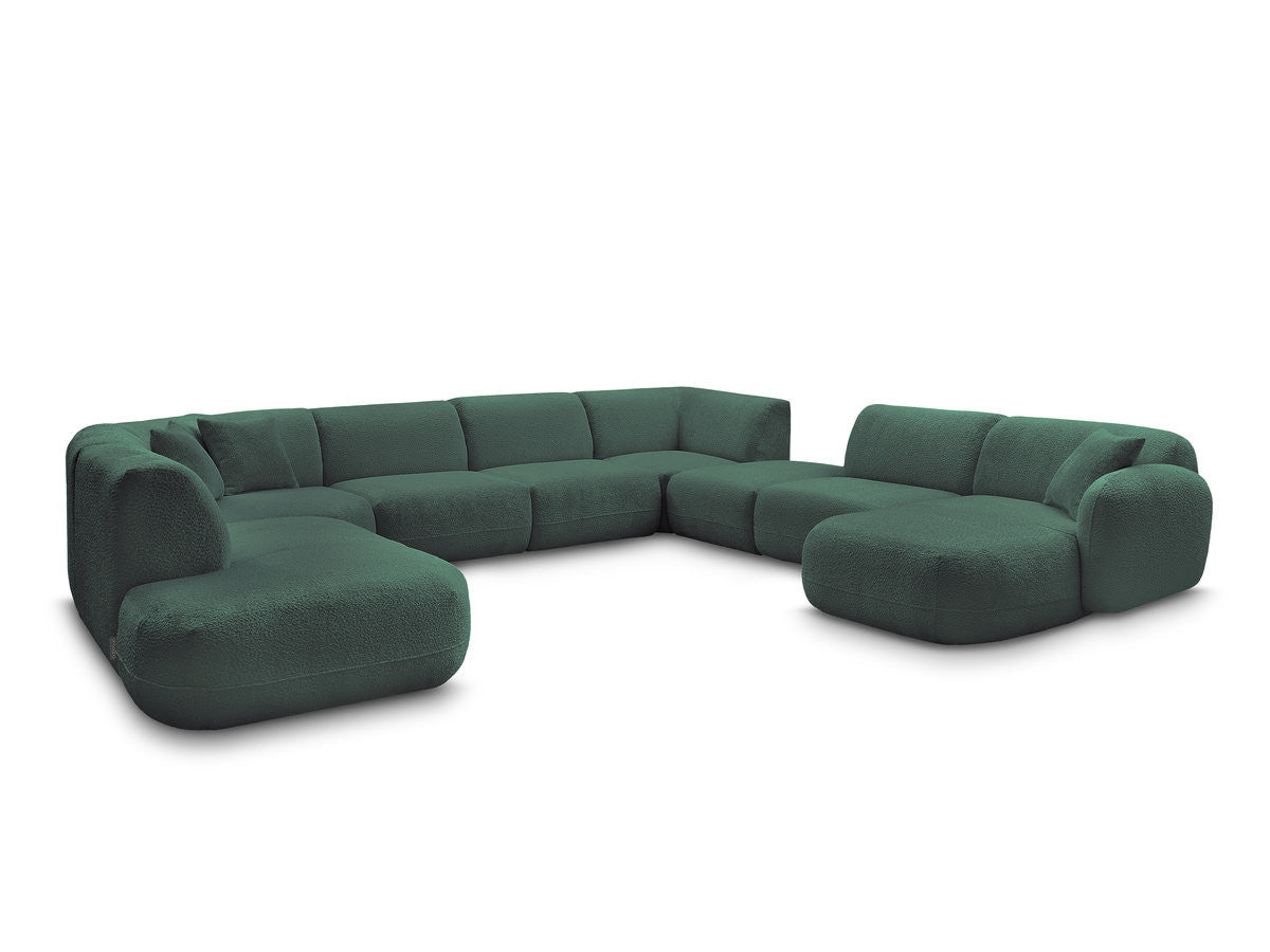 Canapé panoramique fixe modulable ANDA avec 3 chauffeuses, 1 méridienne, 2 angles et 1 pouf