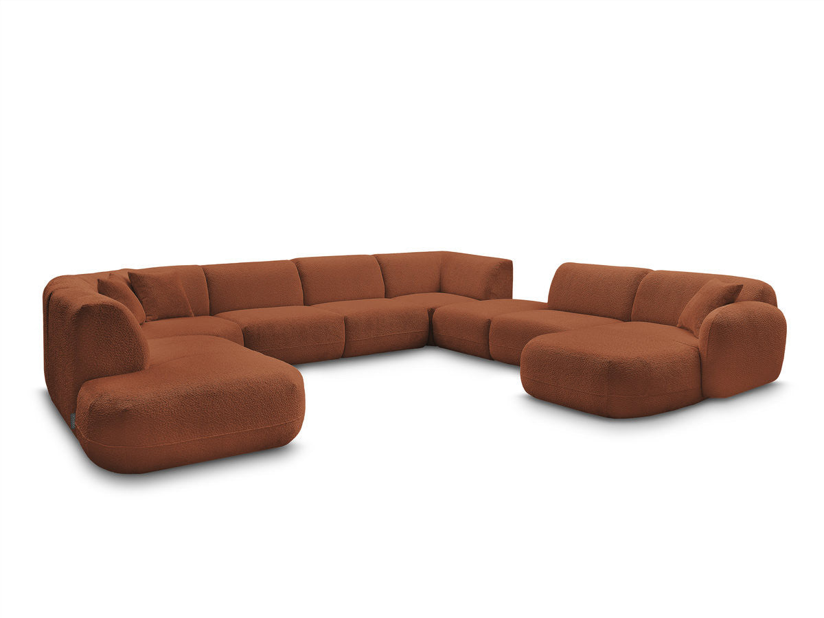 Canapé panoramique fixe modulable ANDA avec 3 chauffeuses, 1 méridienne, 2 angles et 1 pouf