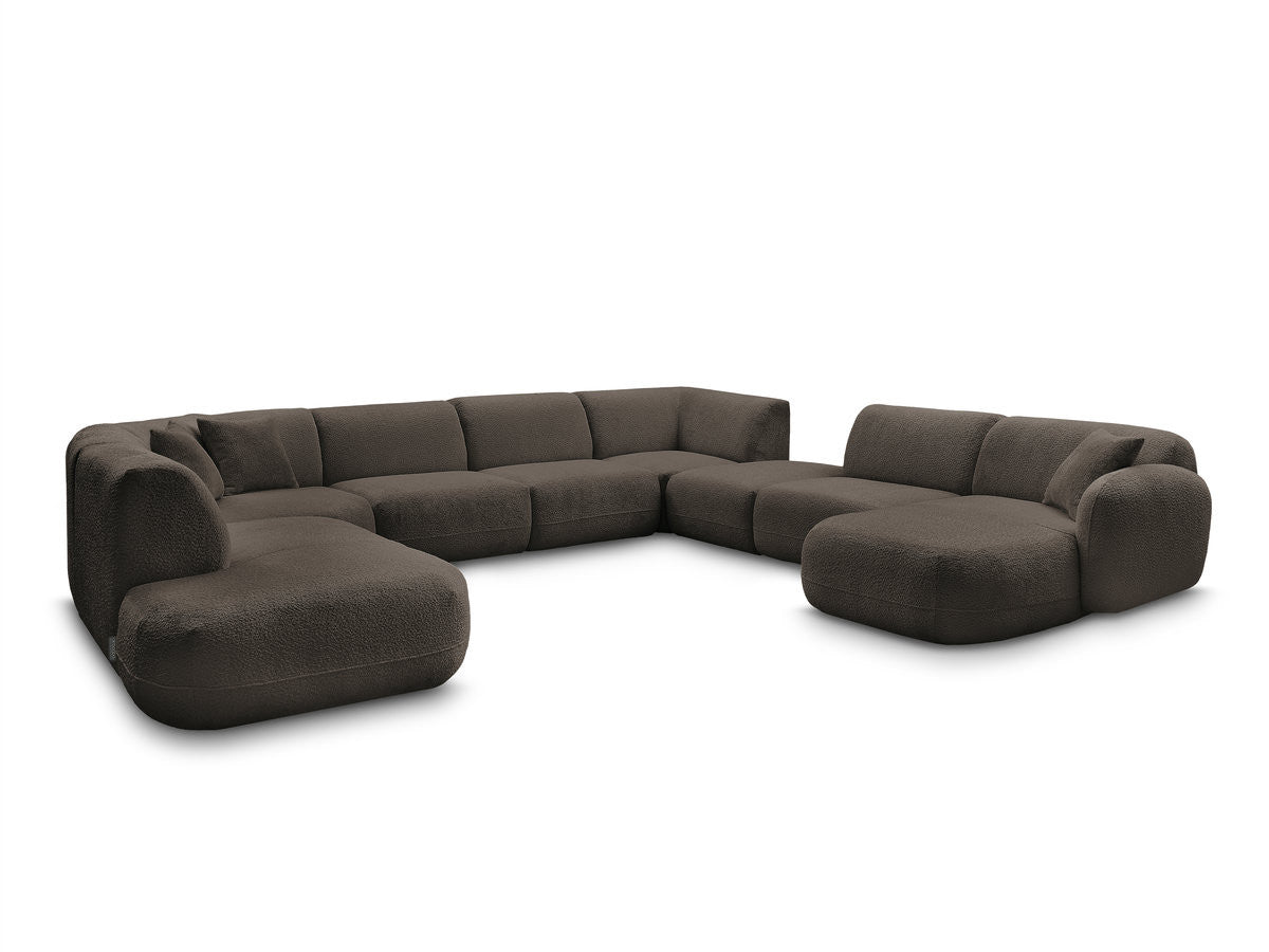 Canapé panoramique fixe modulable ANDA avec 3 chauffeuses, 1 méridienne, 2 angles et 1 pouf
