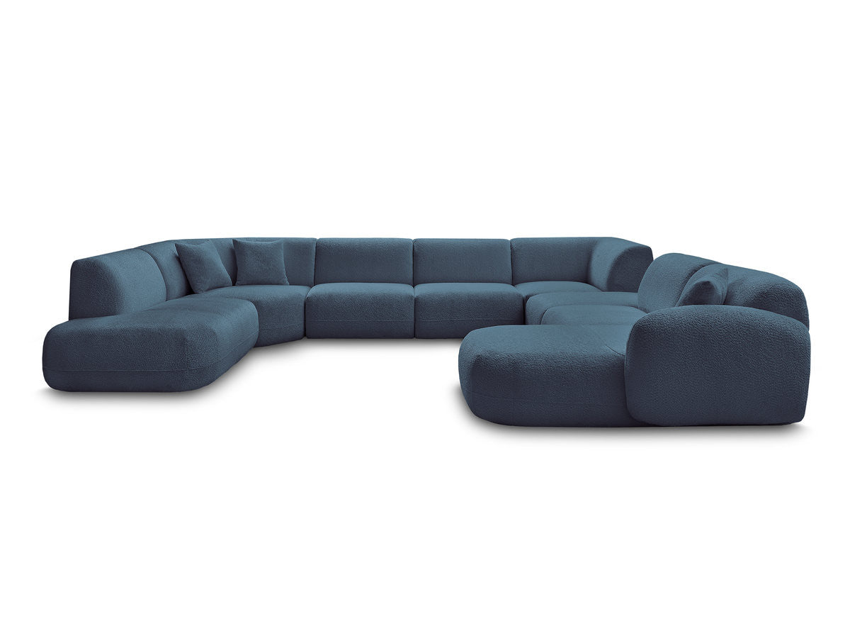 Canapé panoramique fixe modulable ANDA avec 3 chauffeuses, 1 méridienne, 2 angles et 1 pouf