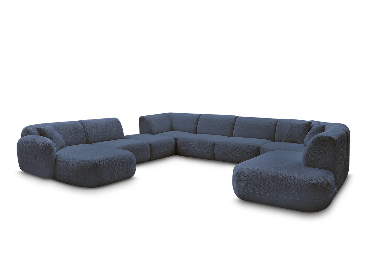 Canapé panoramique fixe modulable ANDA avec 3 chauffeuses, 1 méridienne, 2 angles et 1 pouf