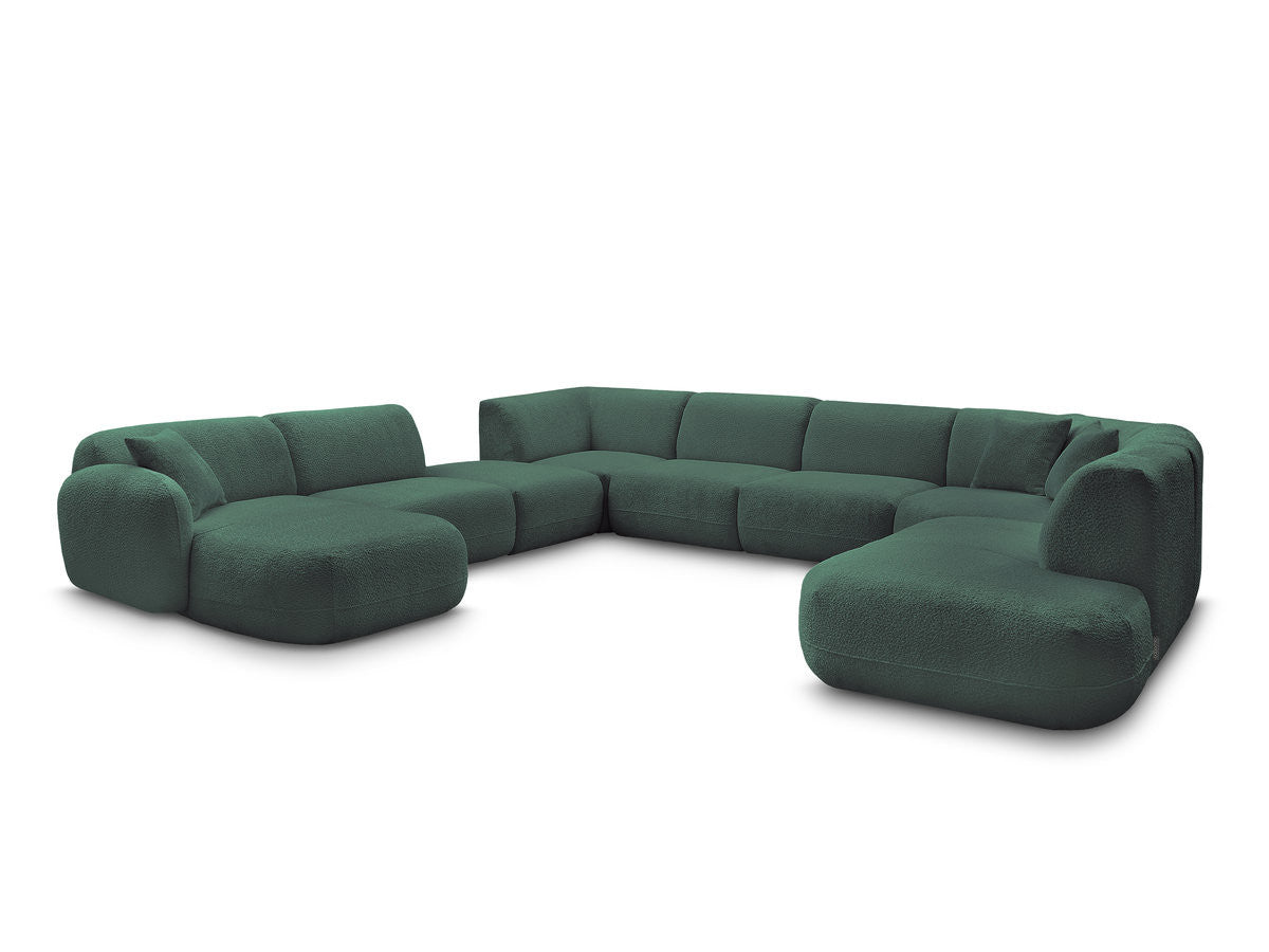 Canapé panoramique fixe modulable ANDA avec 3 chauffeuses, 1 méridienne, 2 angles et 1 pouf