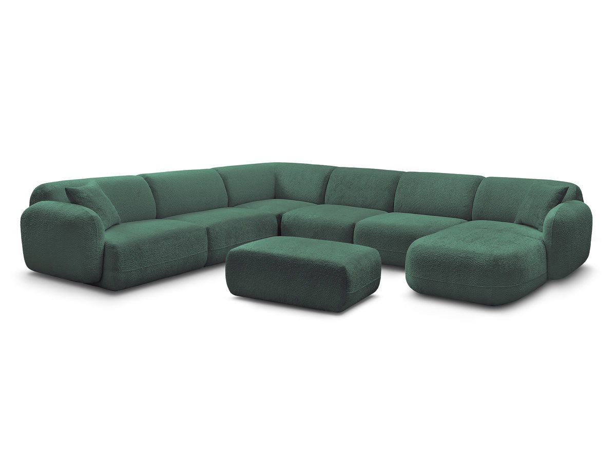 Canapé panoramique fixe modulable ANDA avec 4 chauffeuses, 1 méridienne, 1 angle et 1 pouf