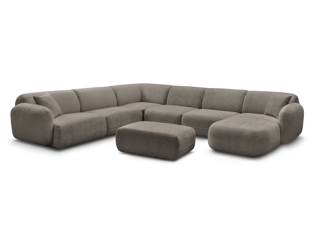 Canapé panoramique fixe modulable ANDA avec 4 chauffeuses, 1 méridienne, 1 angle et 1 pouf