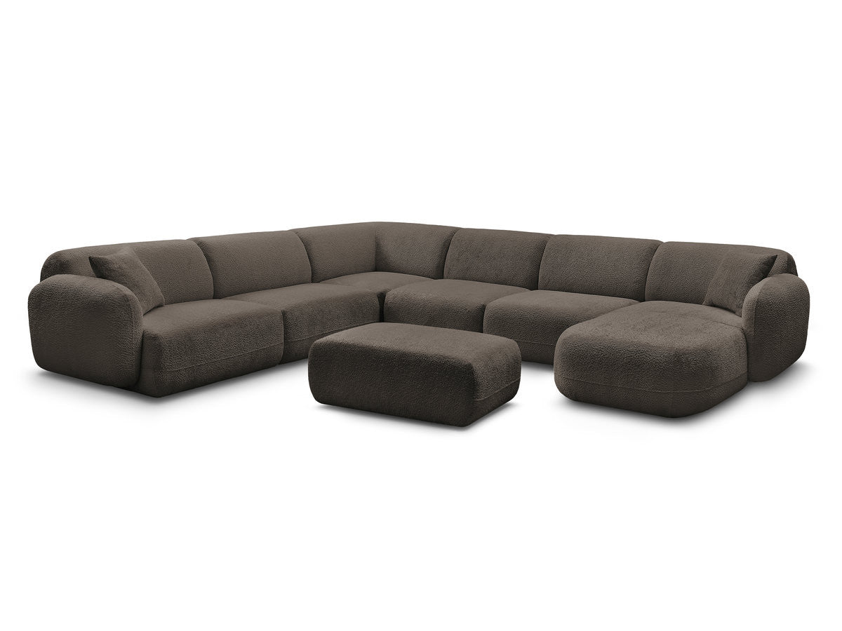 Canapé panoramique fixe modulable ANDA avec 4 chauffeuses, 1 méridienne, 1 angle et 1 pouf