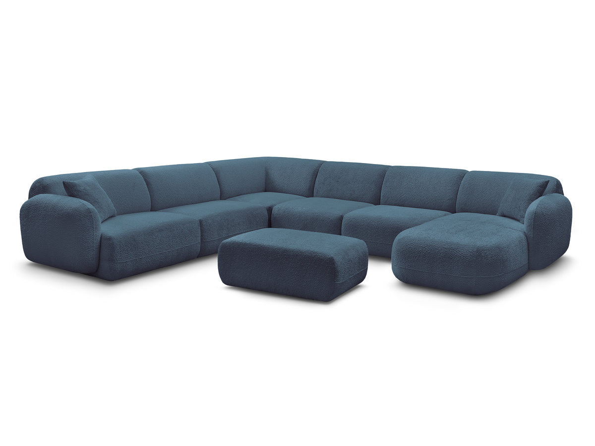 Canapé panoramique fixe modulable ANDA avec 4 chauffeuses, 1 méridienne, 1 angle et 1 pouf