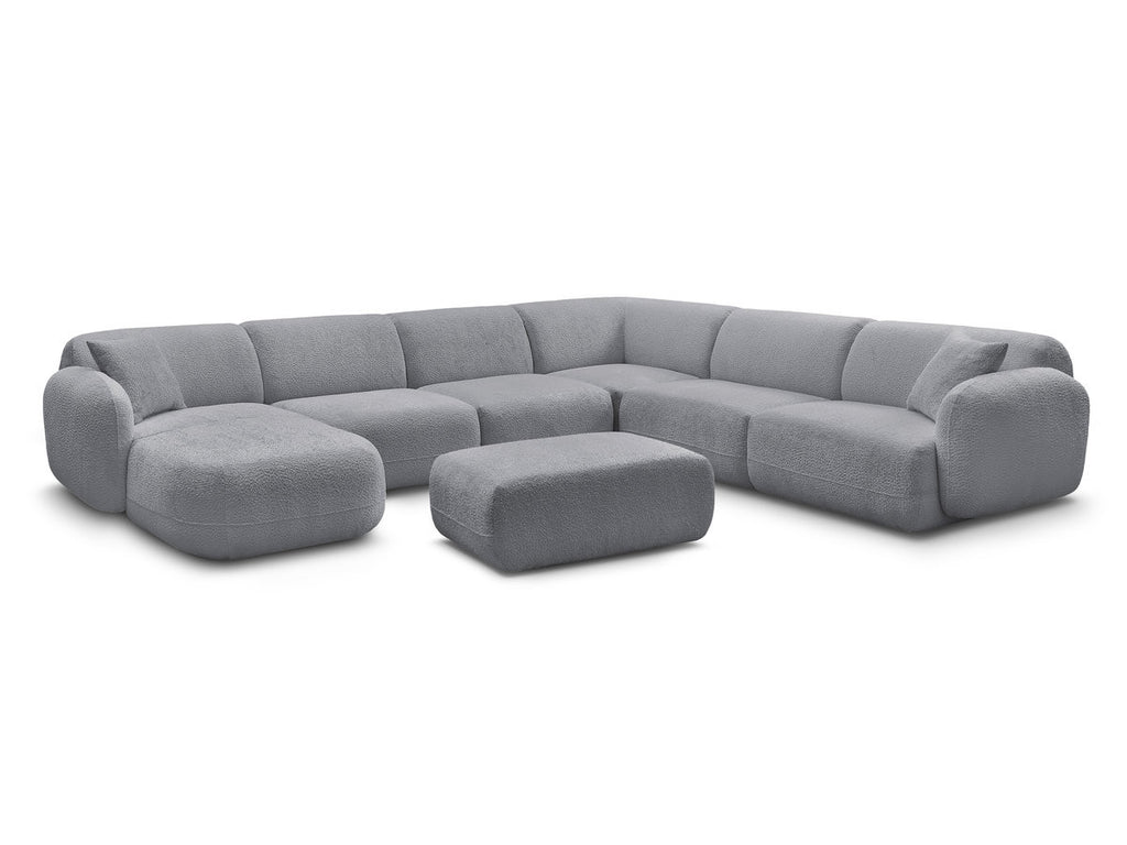 Canapé panoramique fixe modulable ANDA avec 4 chauffeuses, 1 méridienne, 1 angle et 1 pouf
