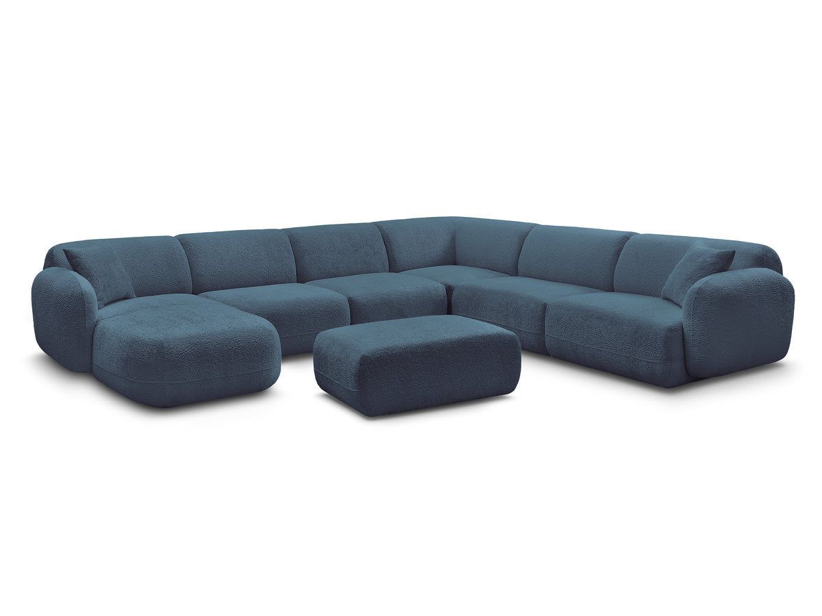 Canapé panoramique fixe modulable ANDA avec 4 chauffeuses, 1 méridienne, 1 angle et 1 pouf