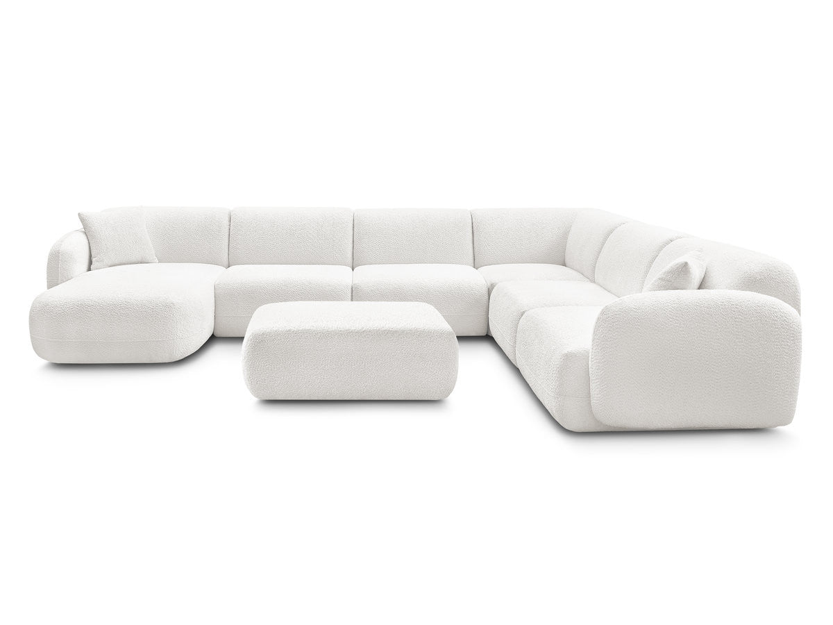 Canapé panoramique fixe modulable ANDA avec 4 chauffeuses, 1 méridienne, 1 angle et 1 pouf