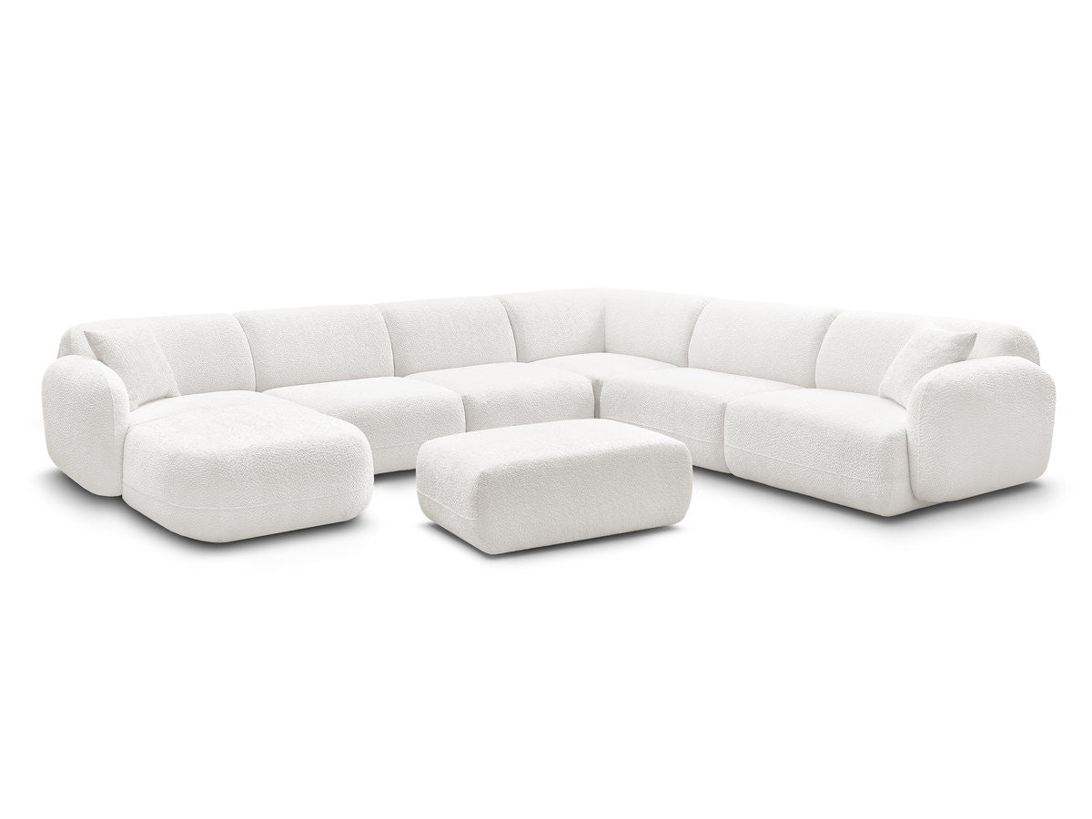 Canapé panoramique fixe modulable ANDA avec 4 chauffeuses, 1 méridienne, 1 angle et 1 pouf