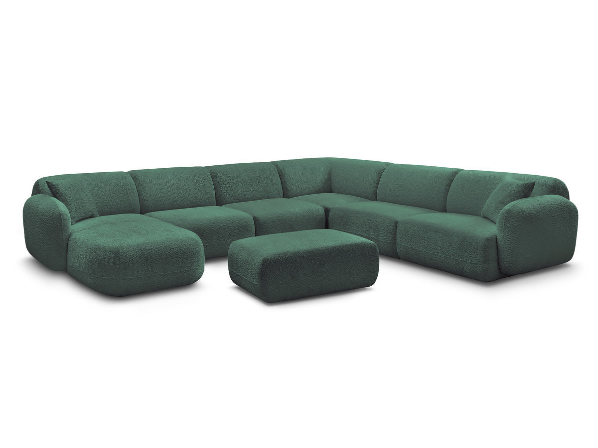 Canapé panoramique fixe modulable ANDA avec 4 chauffeuses, 1 méridienne, 1 angle et 1 pouf