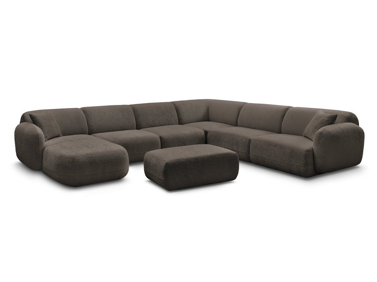 Canapé panoramique fixe modulable ANDA avec 4 chauffeuses, 1 méridienne, 1 angle et 1 pouf