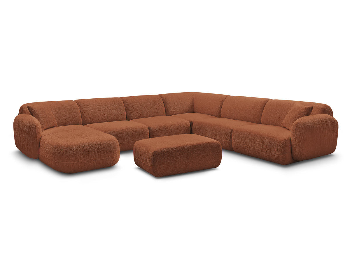 Canapé panoramique fixe modulable ANDA avec 4 chauffeuses, 1 méridienne, 1 angle et 1 pouf