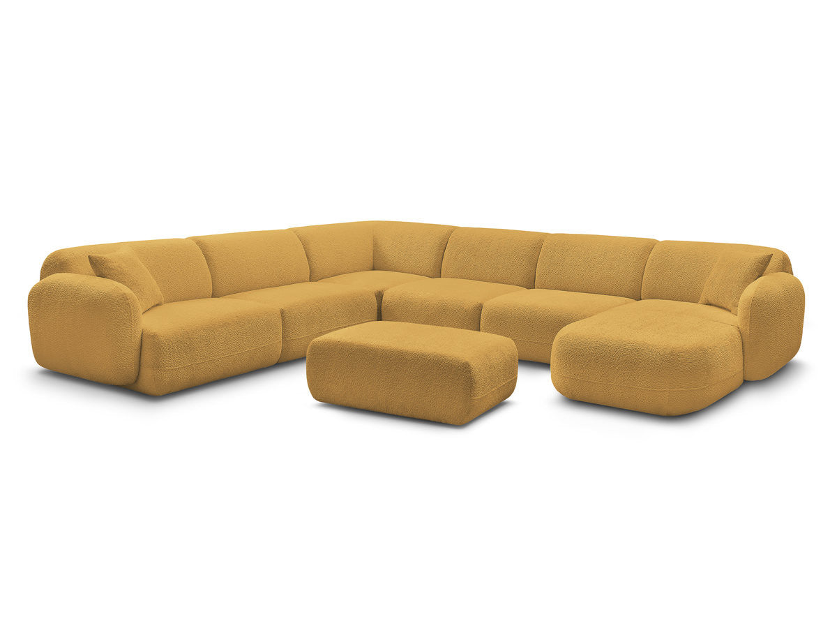 Canapé panoramique fixe modulable ANDA avec 4 chauffeuses, 1 méridienne, 1 angle et 1 pouf
