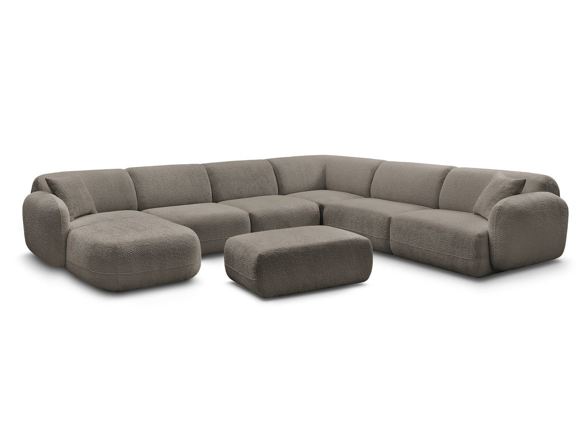 Canapé panoramique fixe modulable ANDA avec 4 chauffeuses, 1 méridienne, 1 angle et 1 pouf