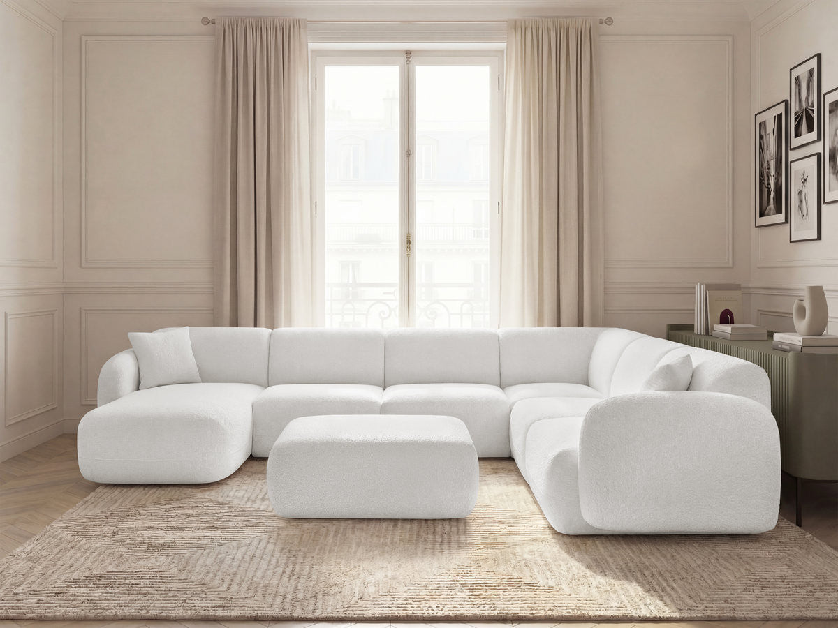Canapé panoramique fixe modulable ANDA avec 4 chauffeuses, 1 méridienne, 1 angle et 1 pouf