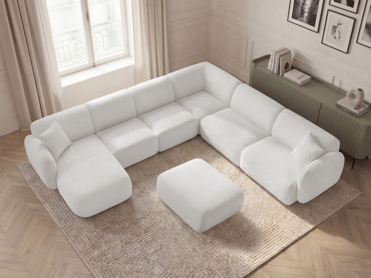 Canapé panoramique fixe modulable ANDA avec 4 chauffeuses, 1 méridienne, 1 angle et 1 pouf