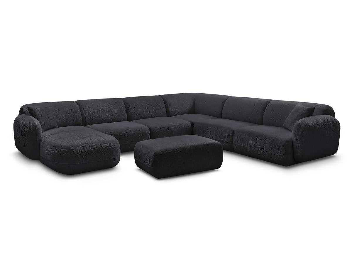 Canapé panoramique fixe modulable ANDA avec 4 chauffeuses, 1 méridienne, 1 angle et 1 pouf