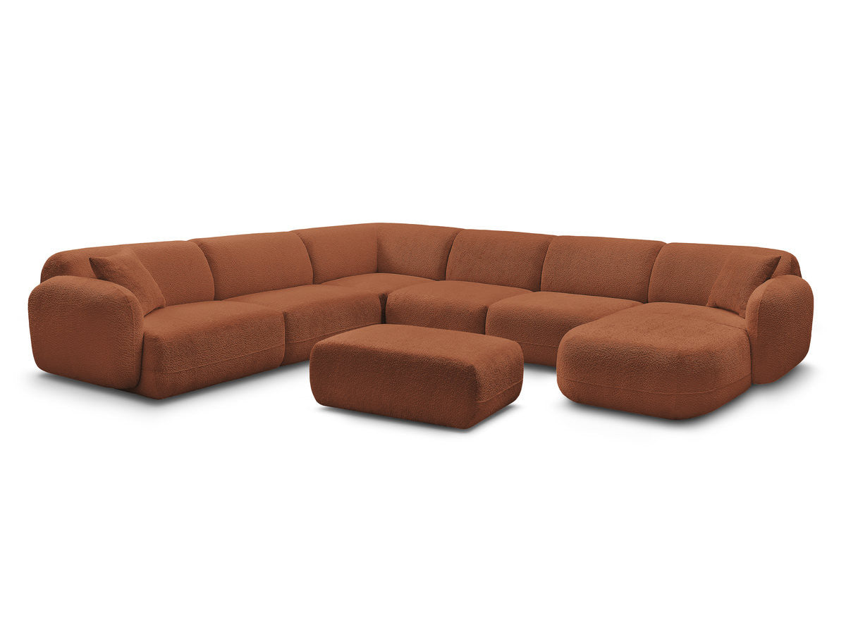 Canapé panoramique fixe modulable ANDA avec 4 chauffeuses, 1 méridienne, 1 angle et 1 pouf