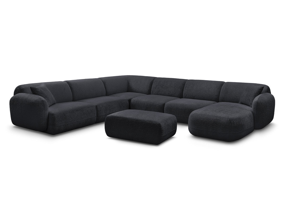 Canapé panoramique fixe modulable ANDA avec 4 chauffeuses, 1 méridienne, 1 angle et 1 pouf
