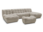 Canapé panoramique fixe modulable SERENA tissu chiné avec pouf