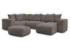 Canapé panoramique fixe modulable VOLTAIRE avec 1 méridienne, 1 angle, 2 chauffeuses et 1 pouf