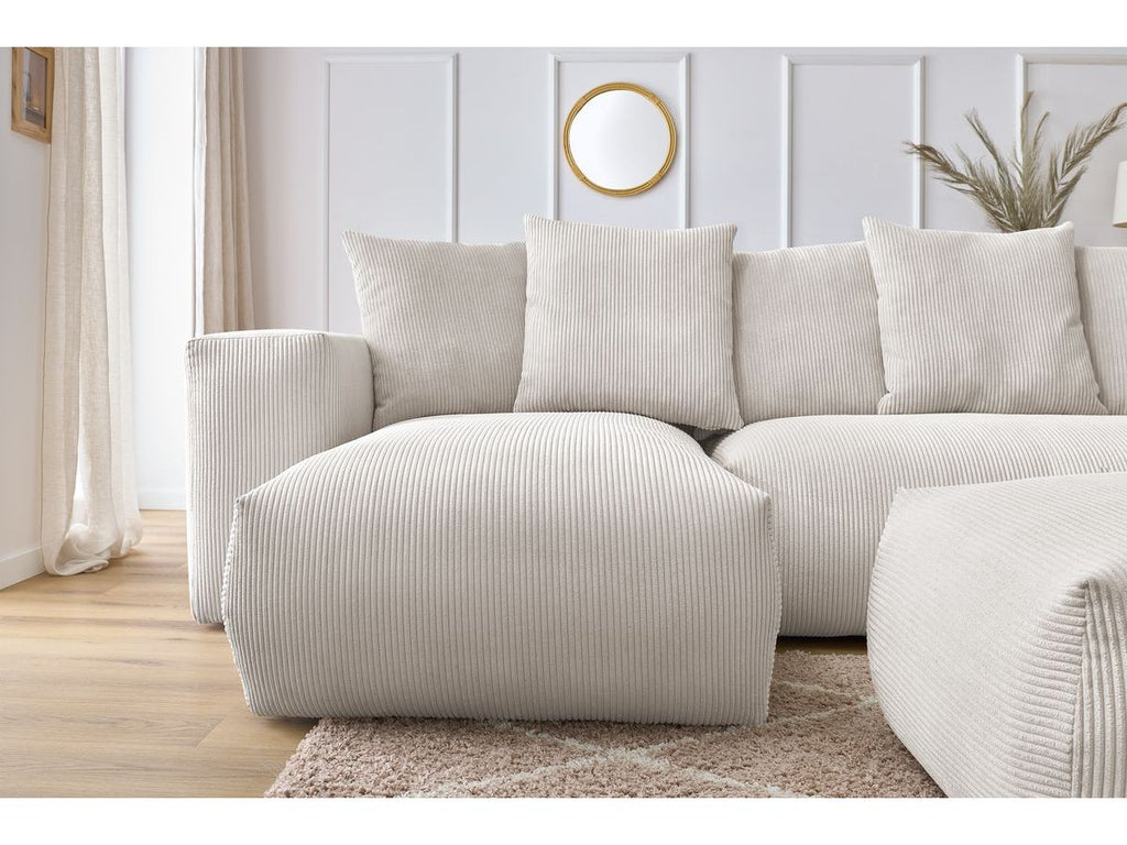 Canapé panoramique fixe modulable VOLTAIRE avec 1 méridienne, 1 angle, 2 chauffeuses et 1 pouf