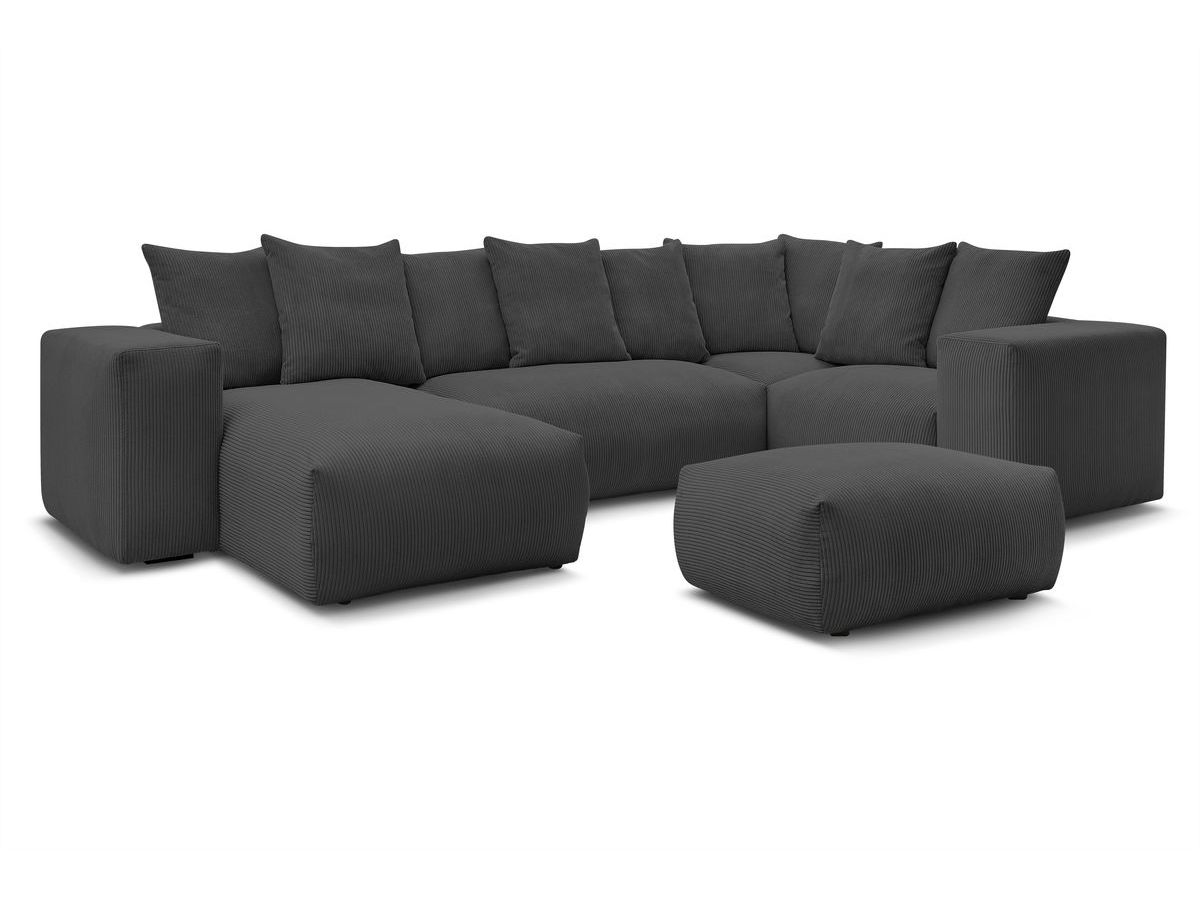 Canapé panoramique fixe modulable VOLTAIRE avec 1 méridienne, 1 angle, 2 chauffeuses et 1 pouf