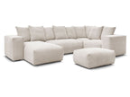 Canapé panoramique fixe modulable VOLTAIRE avec 1 méridienne, 1 angle, 2 chauffeuses et 1 pouf