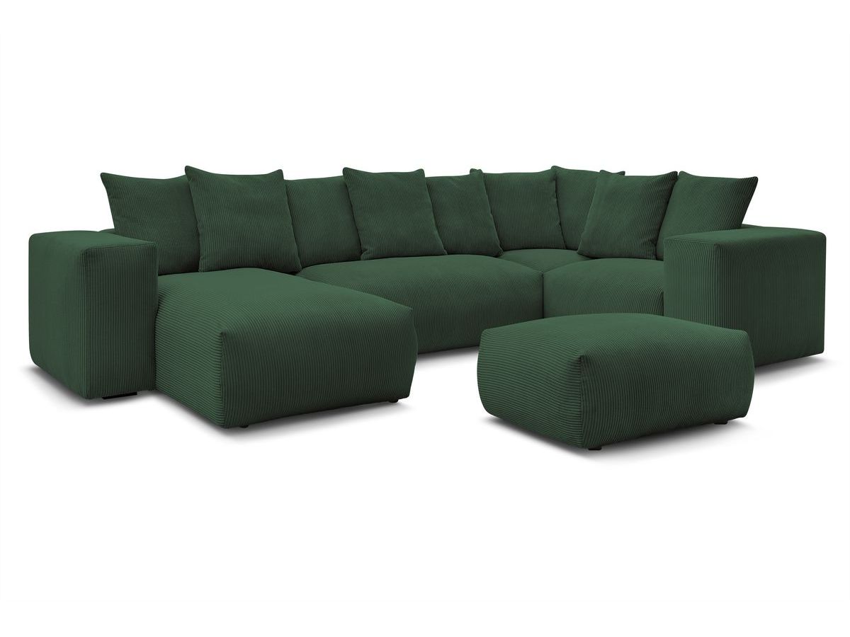 Canapé panoramique fixe modulable VOLTAIRE avec 1 méridienne, 1 angle, 2 chauffeuses et 1 pouf