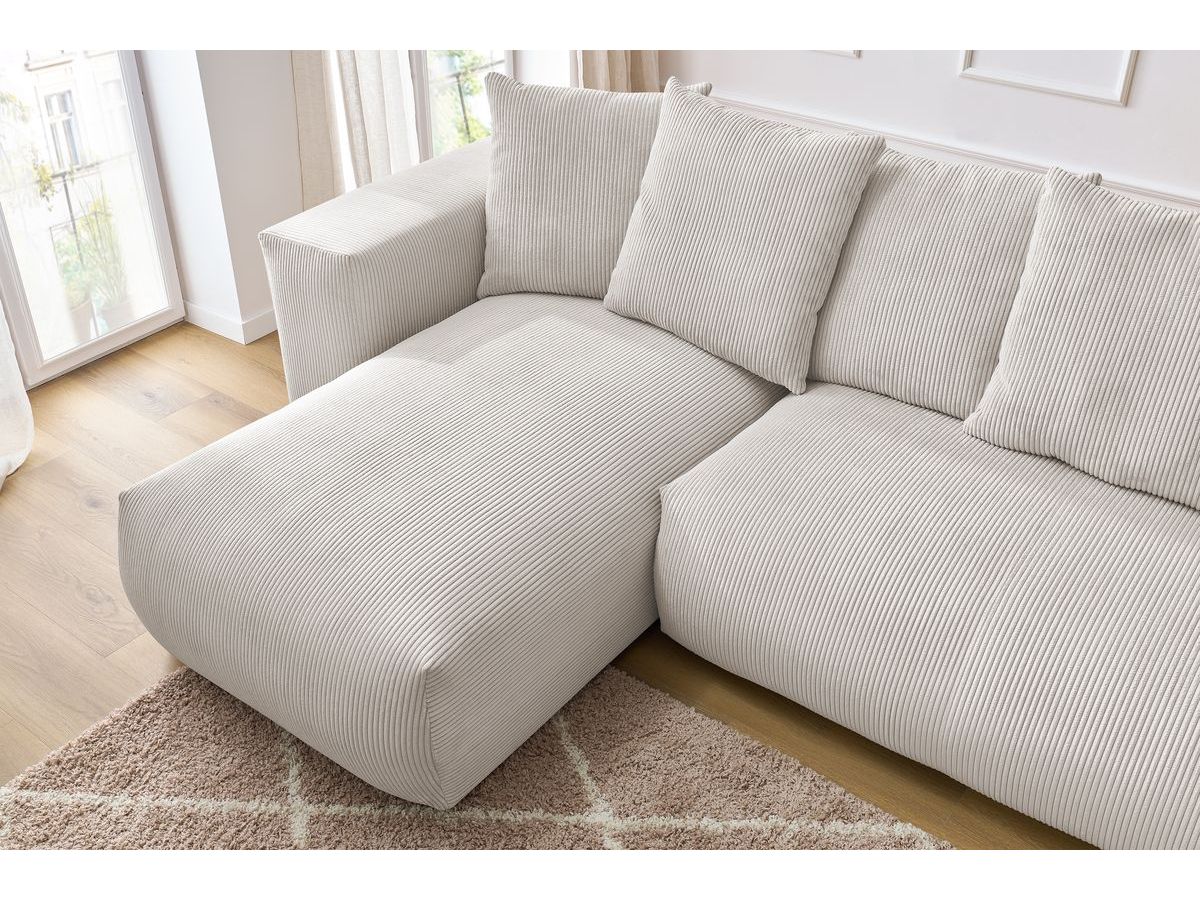 Canapé panoramique fixe modulable VOLTAIRE avec 1 méridienne, 1 angle, 2 chauffeuses et 1 pouf