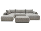 Canapé panoramique fixe NESTY tissu chiné avec pouf
