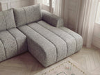 Canapé panoramique fixe NESTY tissu chiné avec pouf