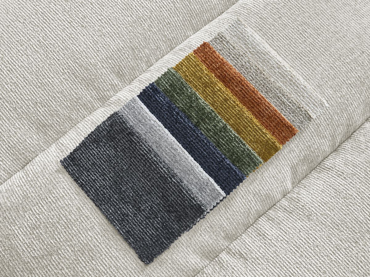 Canapé panoramique fixe SIERRA tissu texturé avec pouf
